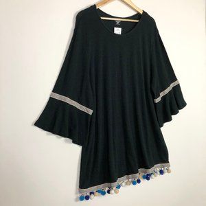 black tassel beach cover up